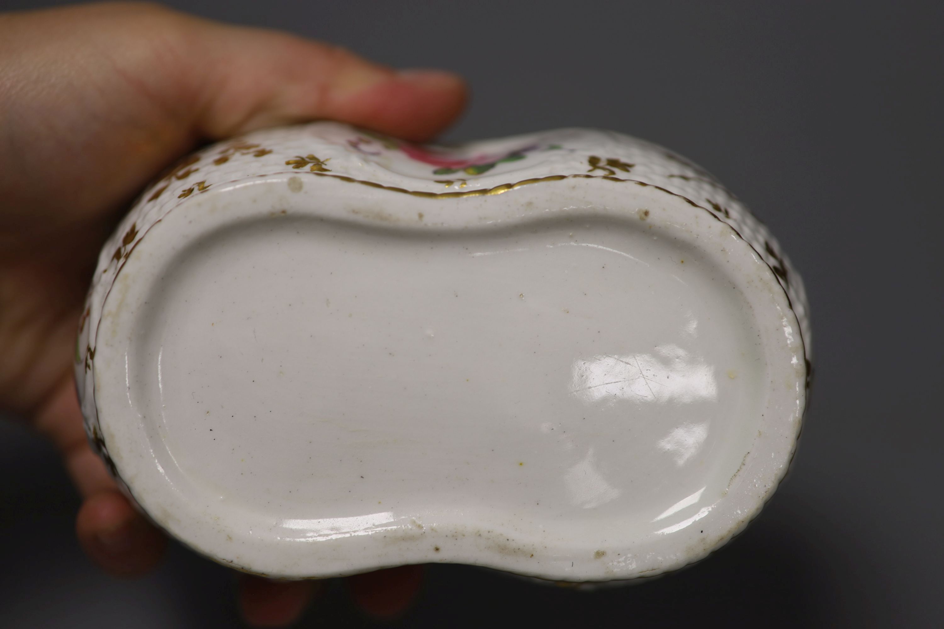 A Spode inkstand in the form of a basket with weave moulding having two ink pots and cover,